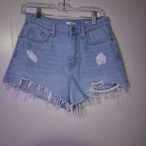 Forever 21 Light Wash Distressed Denim Shorts